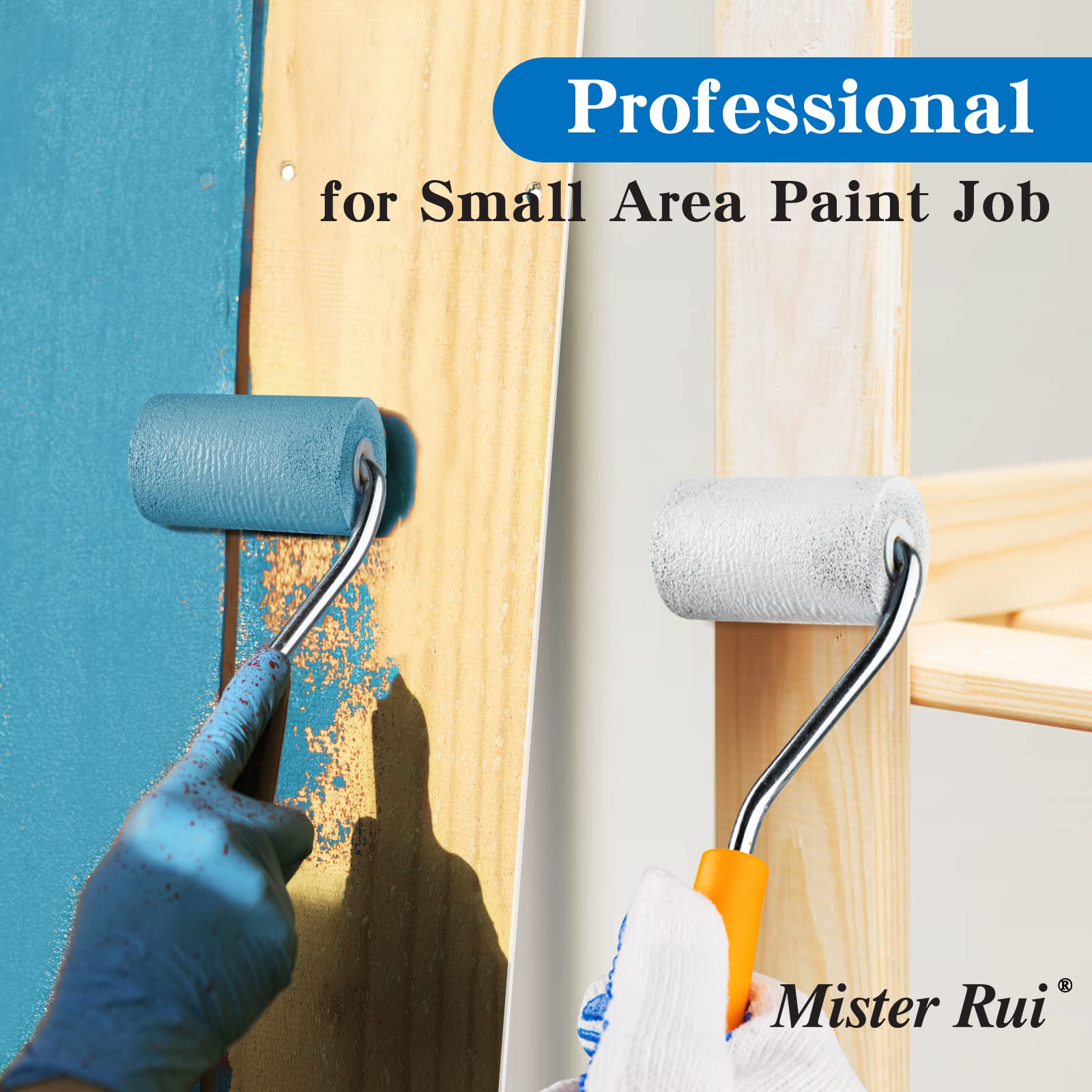 Mister Rui 2 Inch Mini Flat End Foam Paint Roller Kit - 9 Pack