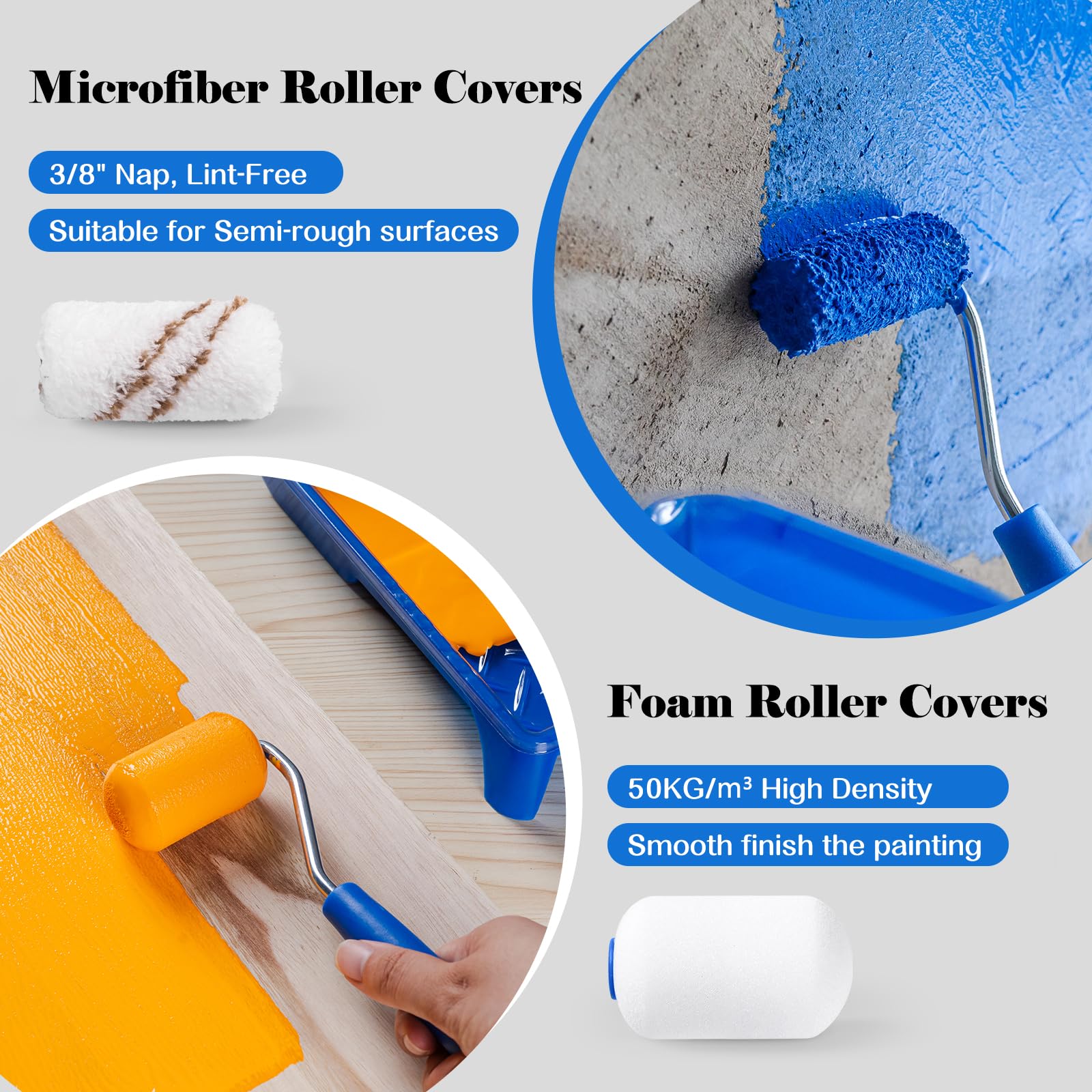 Mister Rui Paint Roller Kit, 25 Pack, 2 Inch Foam Paint Roller