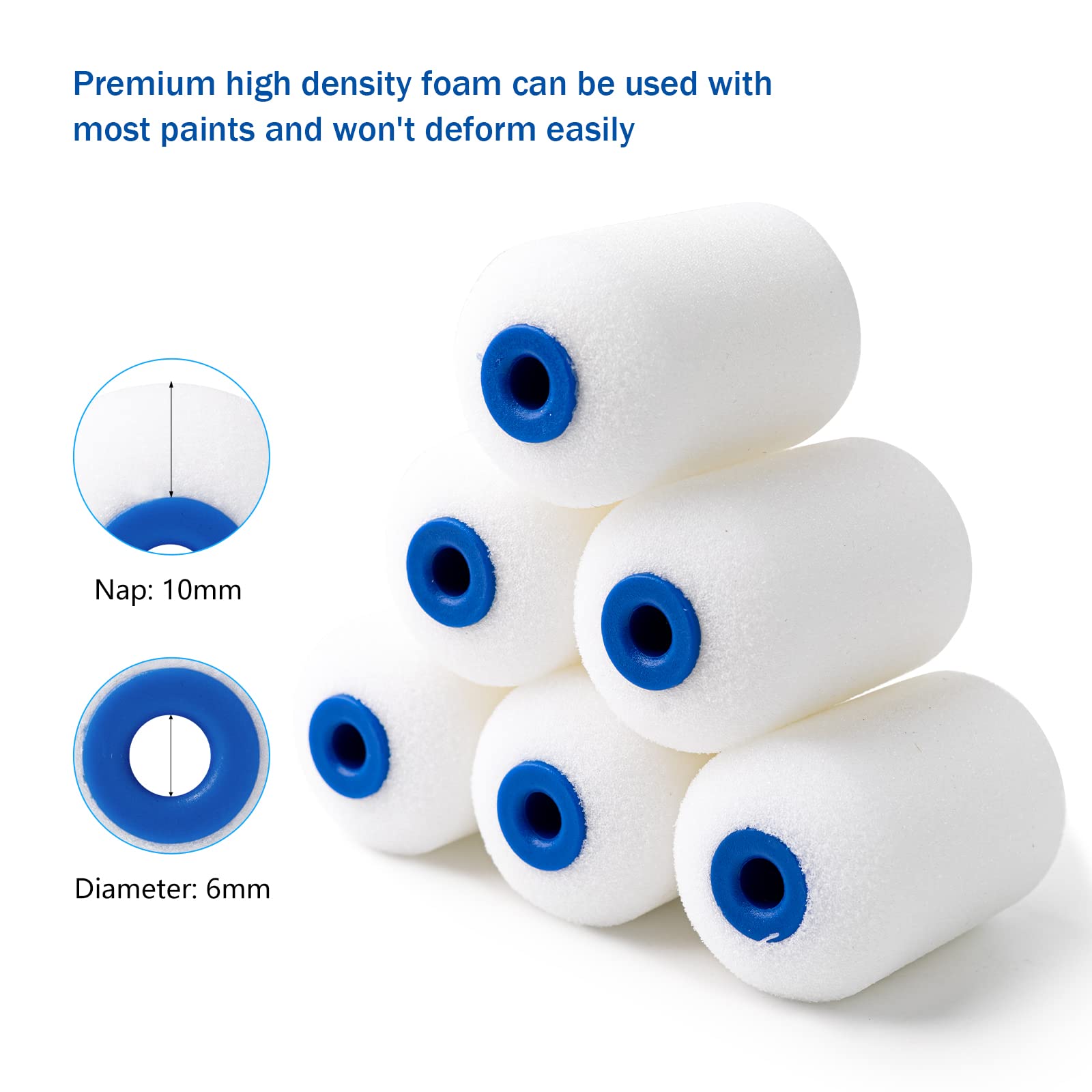 Mister Rui Paint Roller Kit, 25 Pack, 2 Inch Foam Paint Roller
