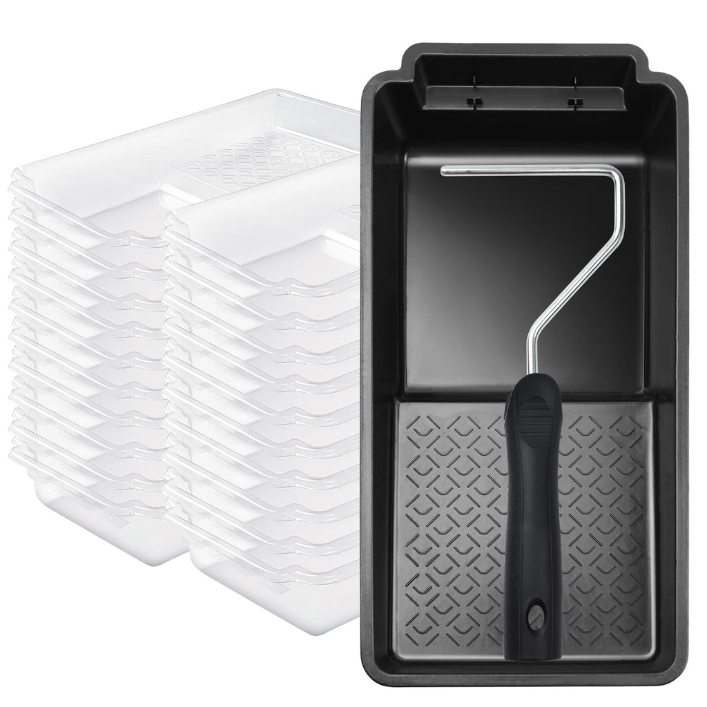 Mister Rui 5.9" Black Paint Tray Liner Set with 4" Paint Roller Frame