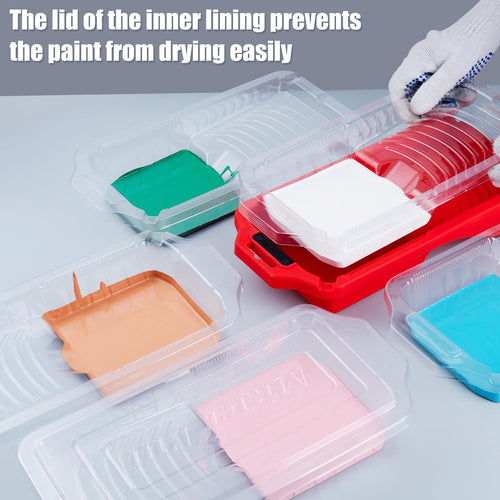 Mister Rui 4 Inch Paint Tray Liners 8-Pack with Lid-Fits Mister Rui Red Trays