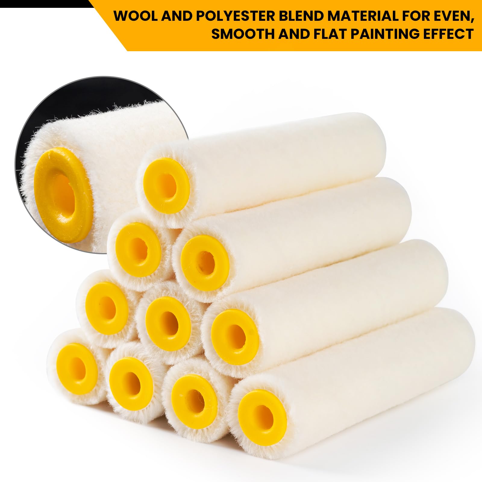 Mister Rui 4 Inch 4mm-Short-Nap Wool Blend Paint Roller