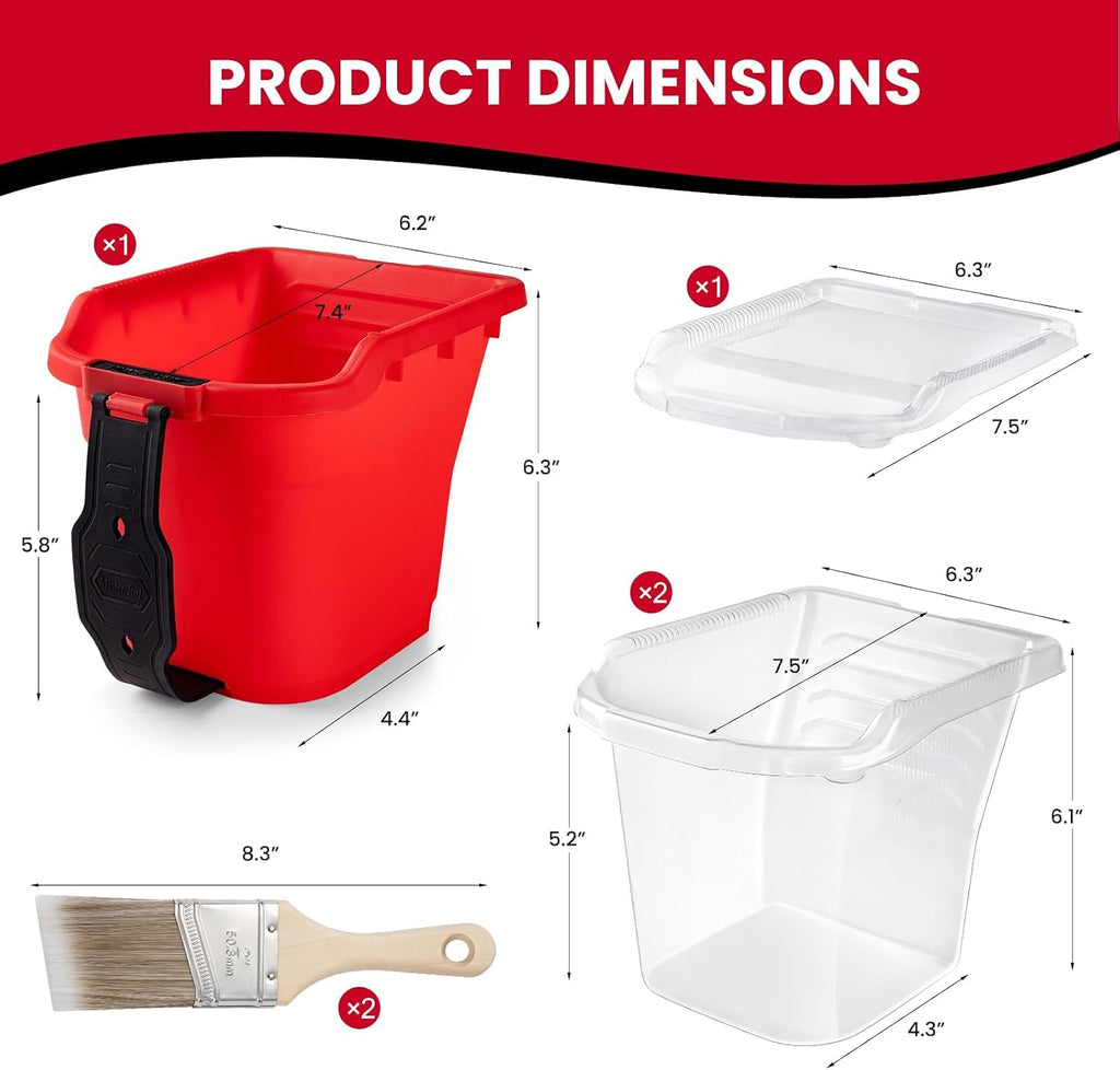 Mister Rui 16 PCS Paint Bucket Kit with 2’’ Paint Sash Brush Paint Pail Set