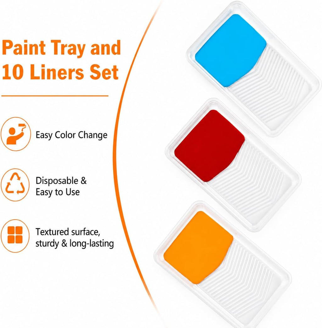 Mister Rui 9 Inch Paint Tray with Disposable Liners 11pcs