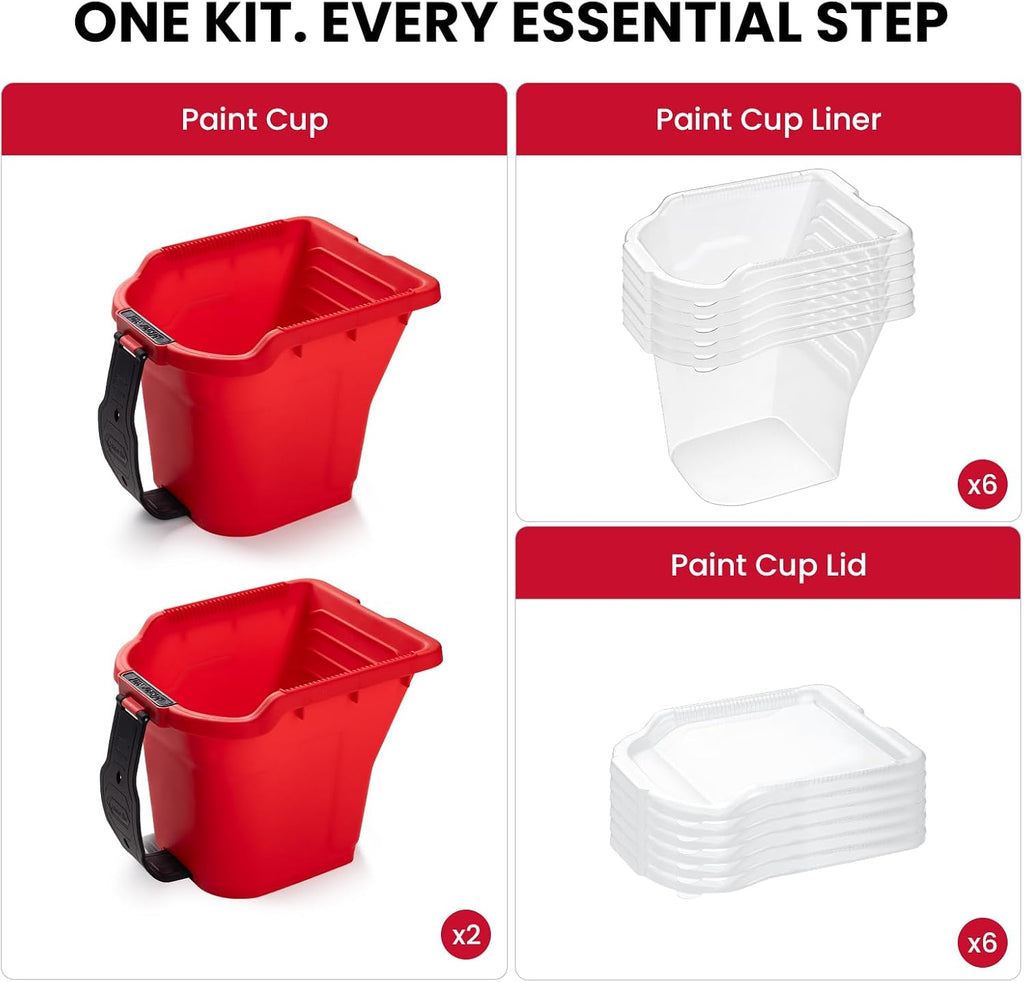 Mister Rui 4 Inch Paint Bucket 14 Pack with 2 Paint Cups, 6 Liners & 6 Lids