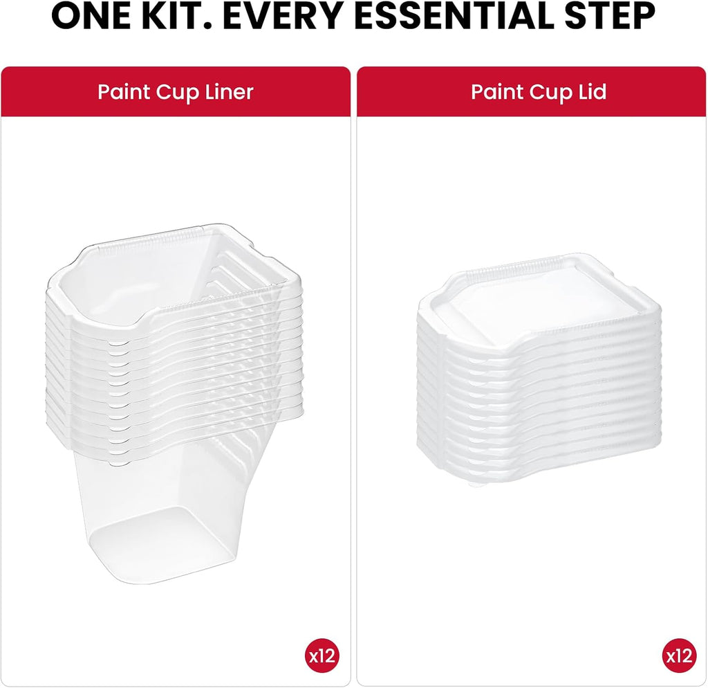 Mister Rui 24Pcs Paint Bucket Liners with Lids, 12 Liners & 12 Lids