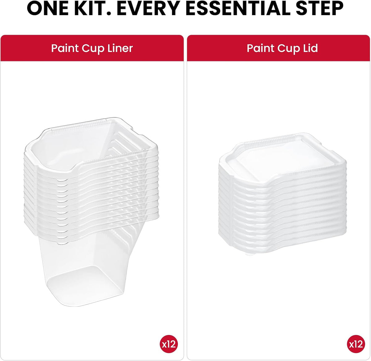 Mister Rui 24Pcs Paint Bucket Liners with Lids, 12 Liners & 12 Lids
