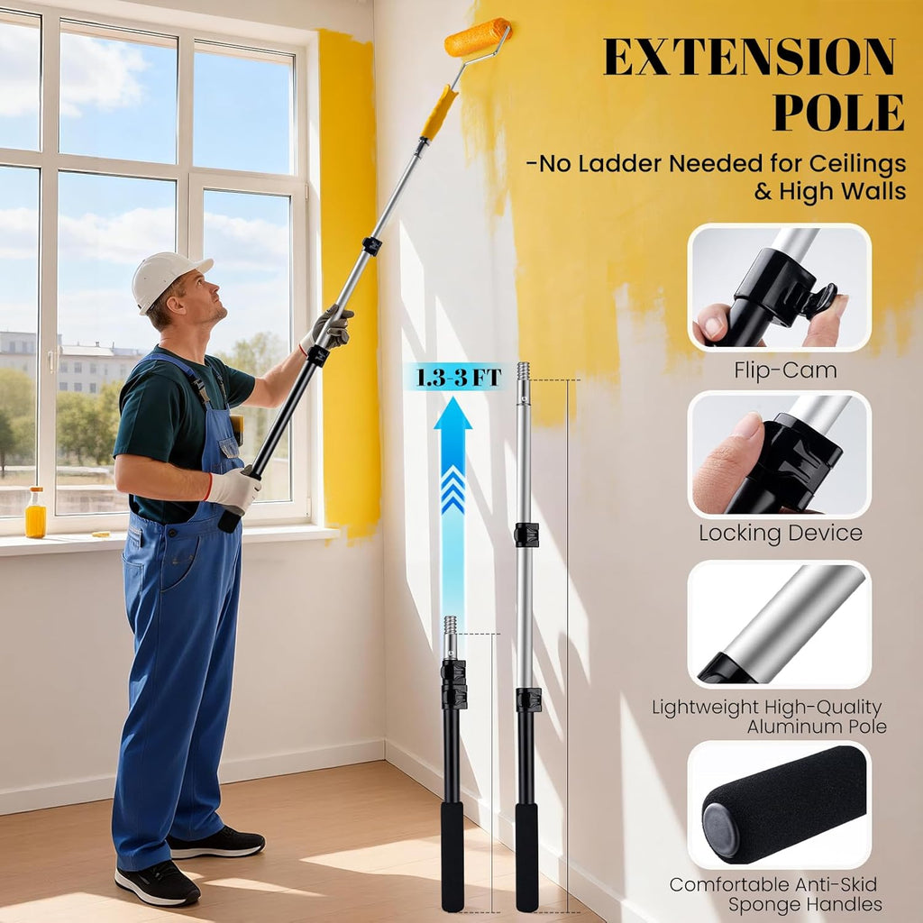 Mister Rui Paint Roller Kit with Extension Pole 20 PCS