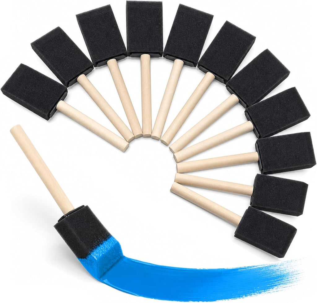 Mister Rui 12 Pack 1.5 Inch Foam Paint Brushes for Crafts and Staining