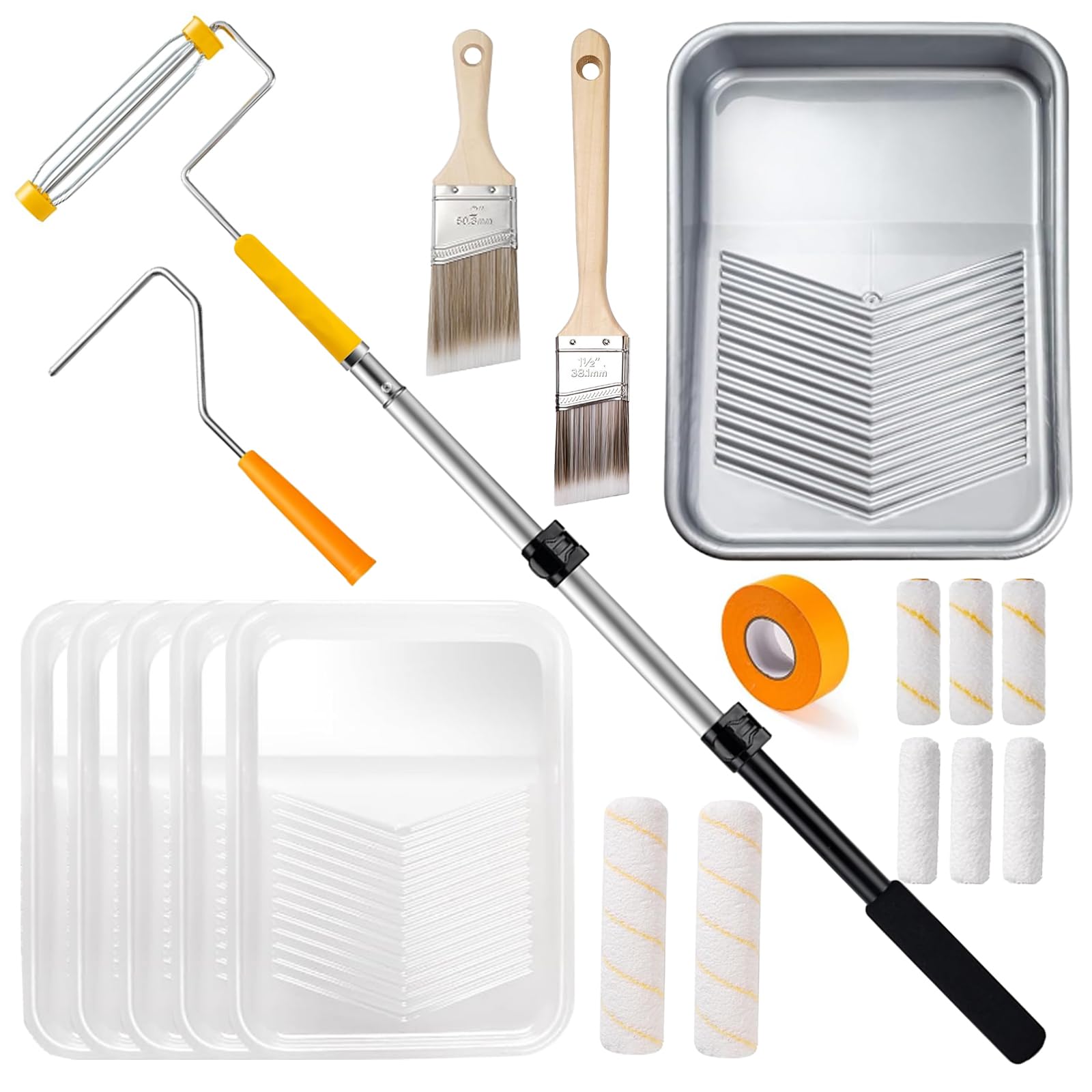 Mister Rui Paint Roller Kit with Extension Pole 20 PCS