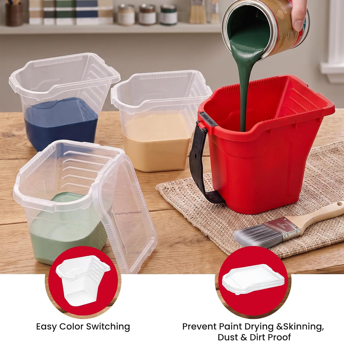 Mister Rui 14 PCS Paint Bucket Liners Kit with Lid Paint Pail Liners