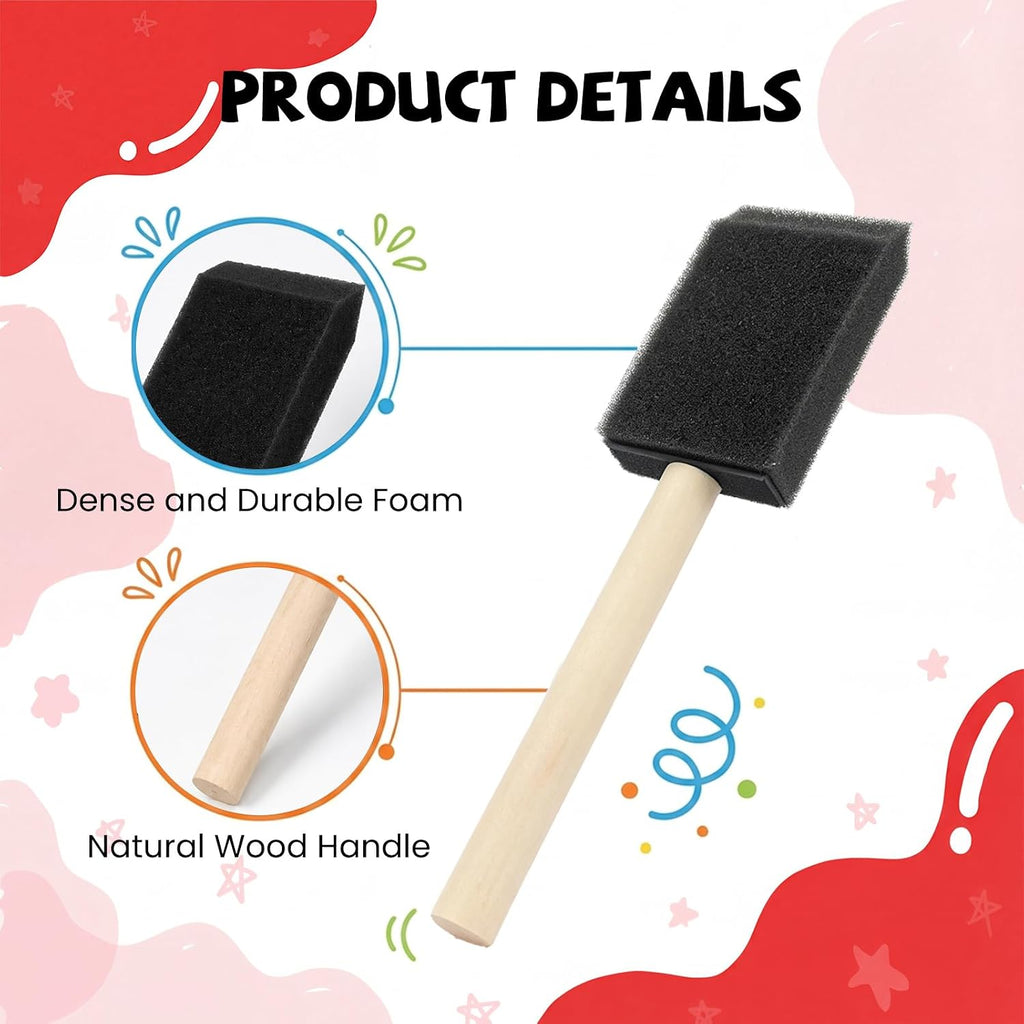 Mister Rui 12 Pack 1.5 Inch Foam Paint Brushes for Crafts and Staining