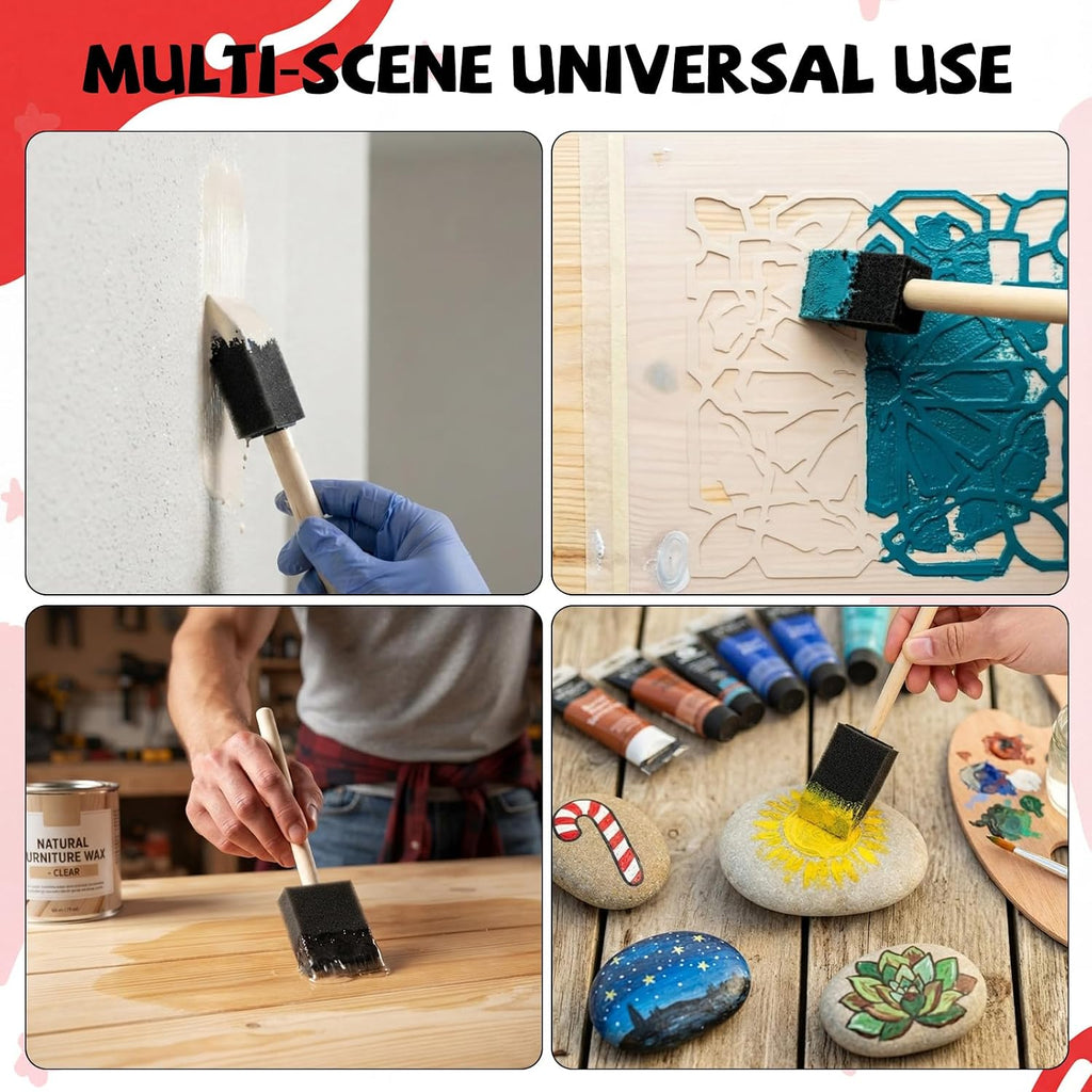Mister Rui 12 Pack 1.5 Inch Foam Paint Brushes for Crafts and Staining
