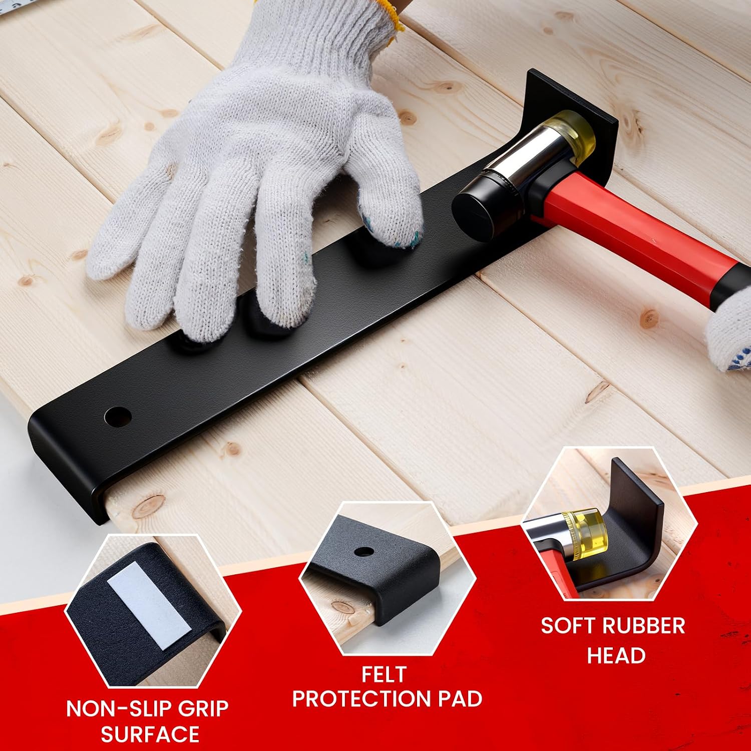 Mister Rui Floor Gap Fixer Kit for Vinyl Floors, Suction Cup & 2 Mallets