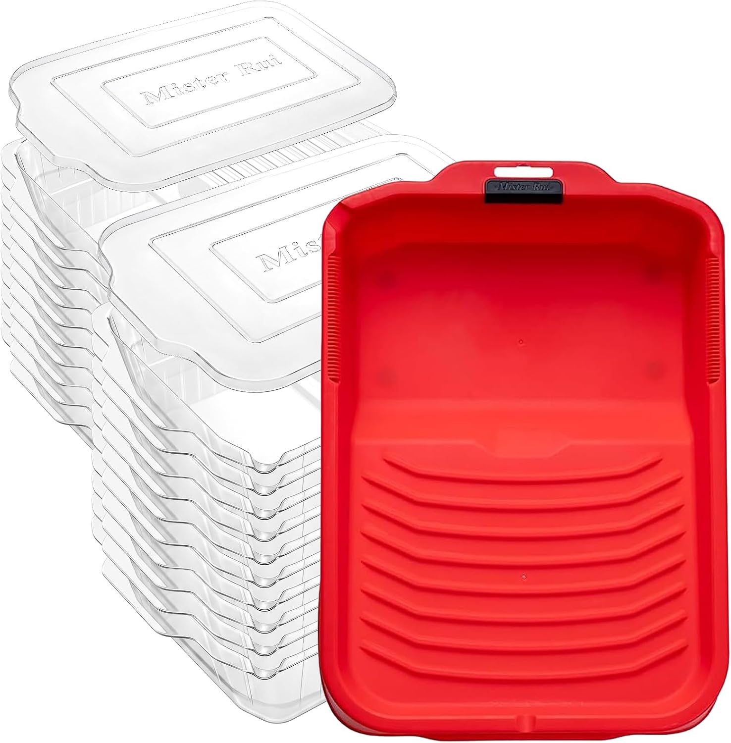 Mister Rui 9 Inch Paint Tray with 20 Liners & 2 Lids - Reusable Tray Kit