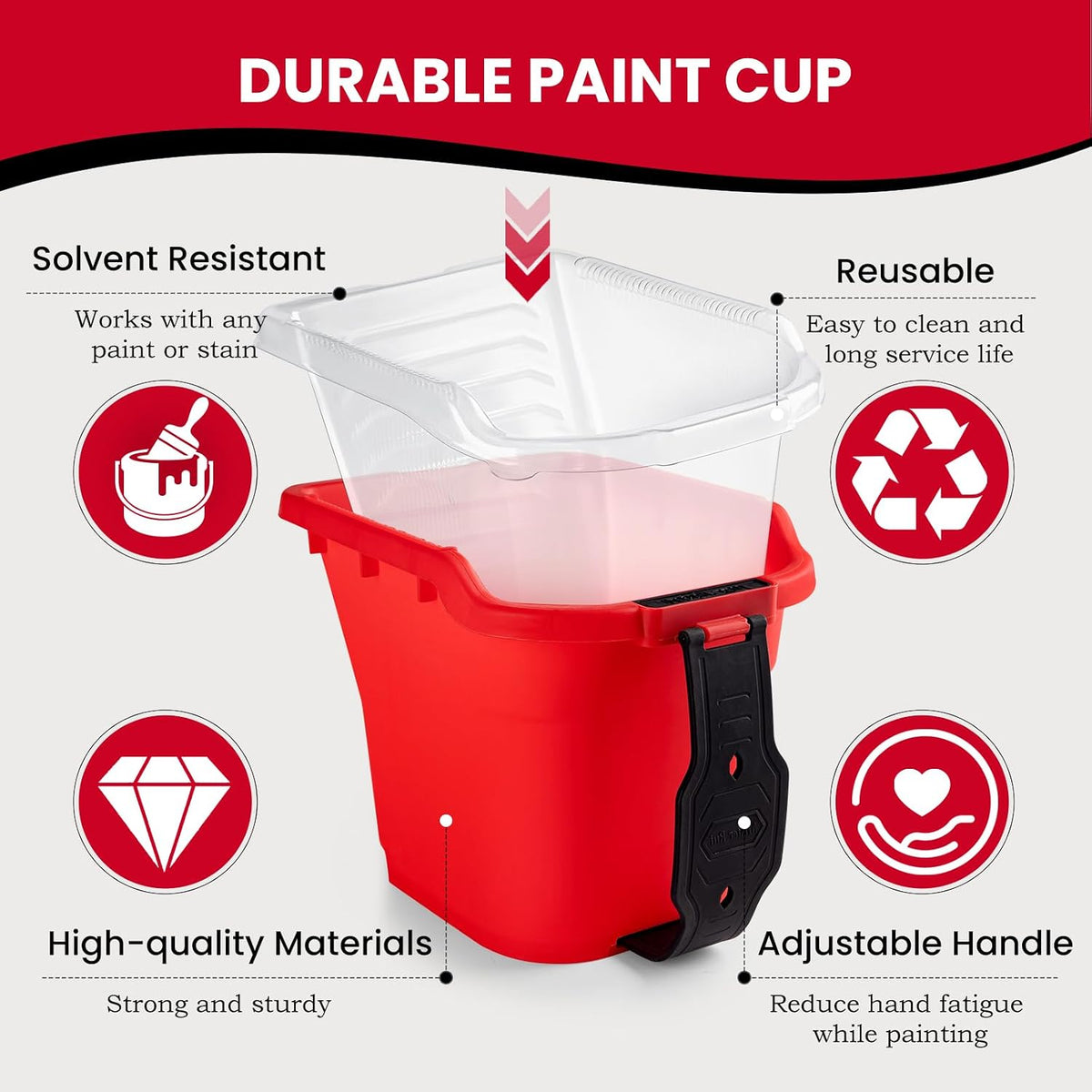 Mister Rui Paint Bucket Kit 19-Pc, 8 Cup Liners & Lids, 2" Brush