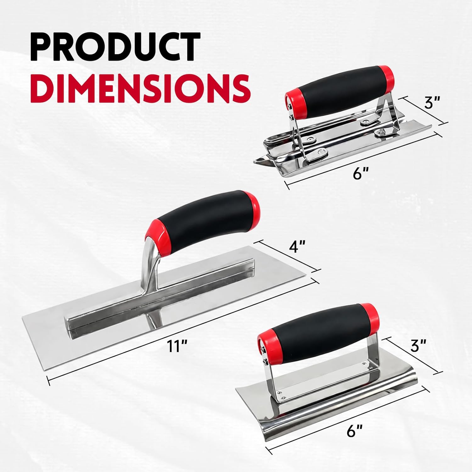 Mister Rui 3-Pack Stainless Steel Flat Finishing Trowel Concrete Tools Set