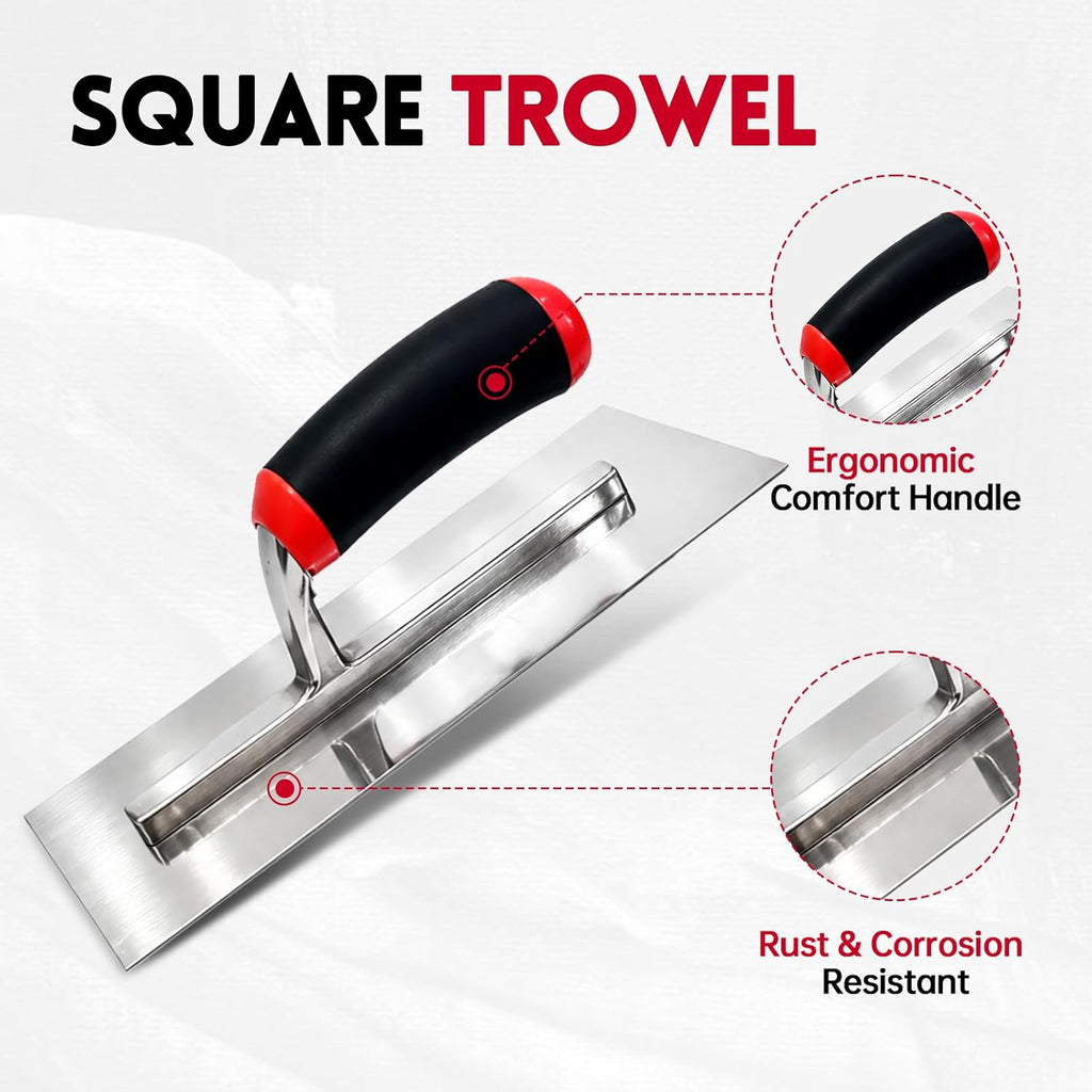 Mister Rui 3-Pack Stainless Steel Flat Finishing Trowel Concrete Tools Set