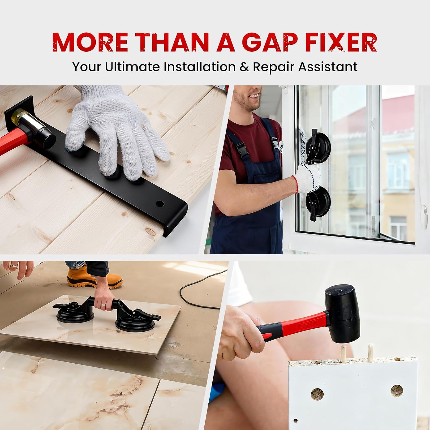 Mister Rui Floor Gap Fixer Kit for Vinyl Floors, Suction Cup & 2 Mallets