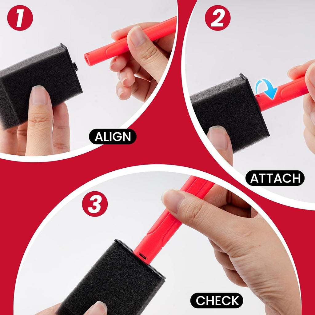 Mister Rui 1.5 Inch Replaceable Foam Paint Brush Set