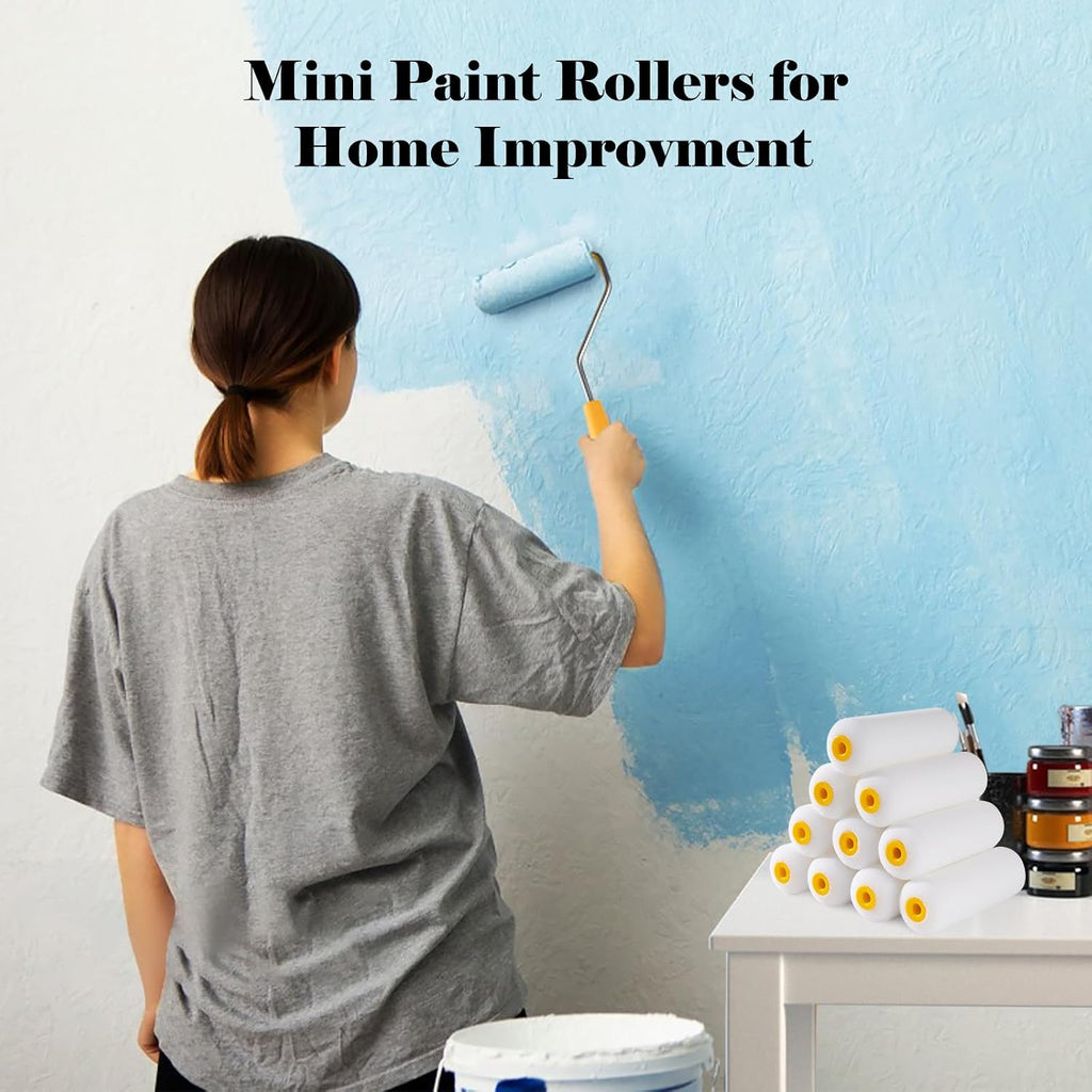 Mister Rui Mini Foam Paint Rollers, 4 Inch Paint Rollers 10 Pack