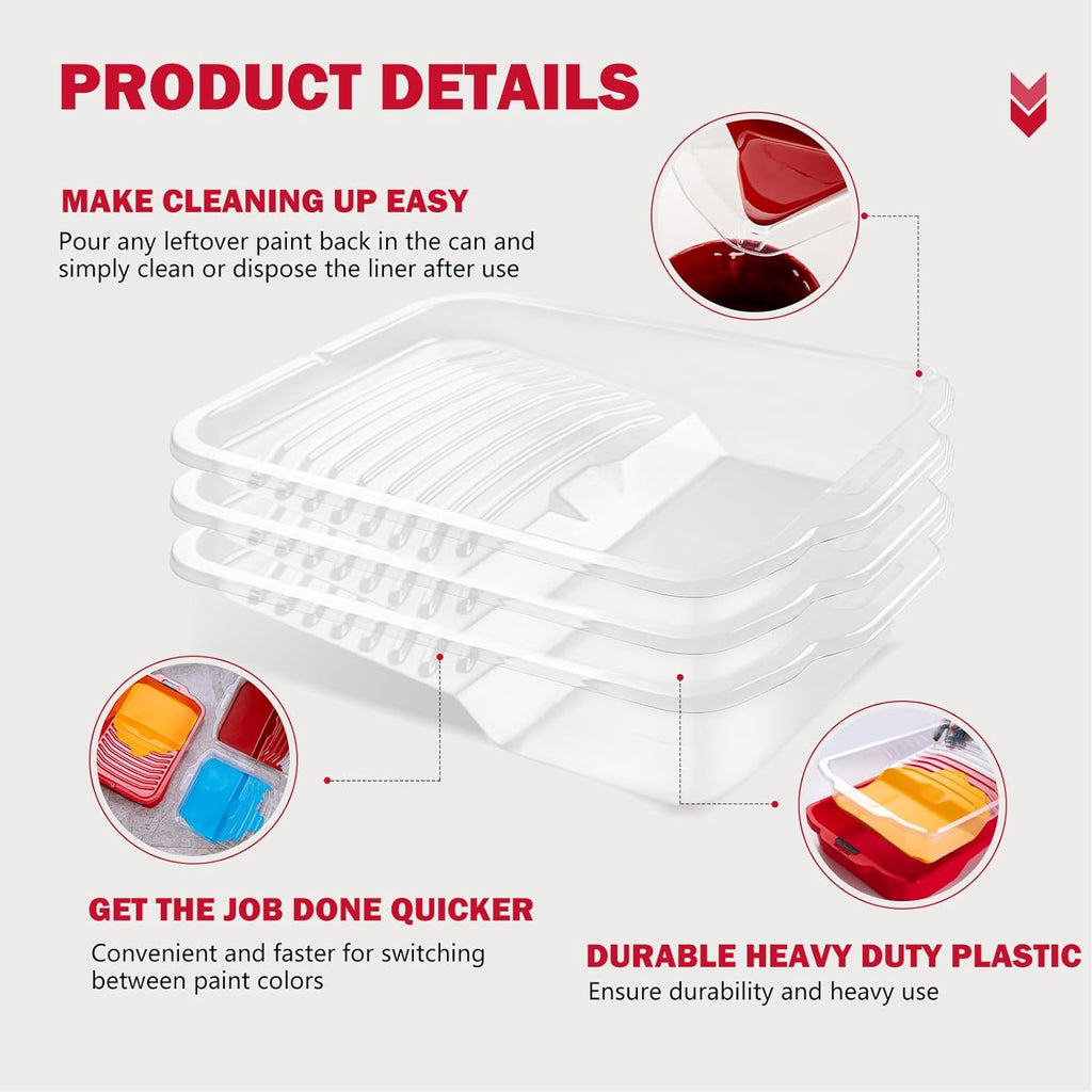 Mister Rui 9 Inch Paint Tray Liners 22 Pack with 2 Lids