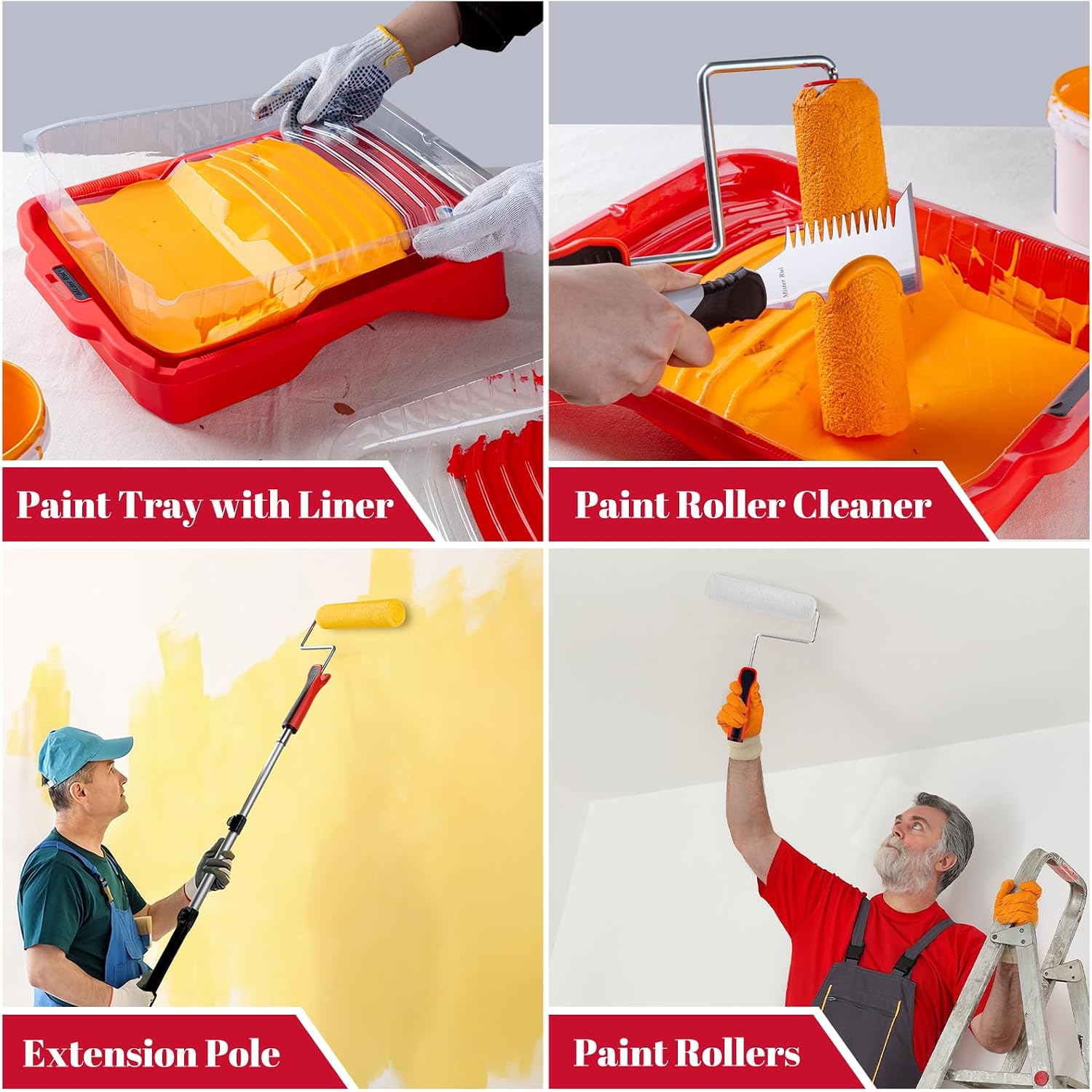 Mister Rui 22-Piece Interior Paint Roller Kit with 3-Ft Extension Pole