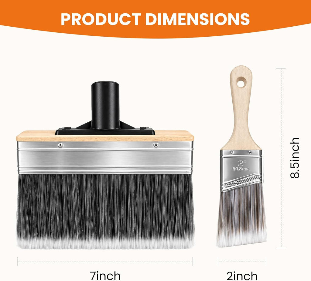 Mister Rui 7 Inch Deck Stain Brush & 2 Inch Angled Trim Brush Set
