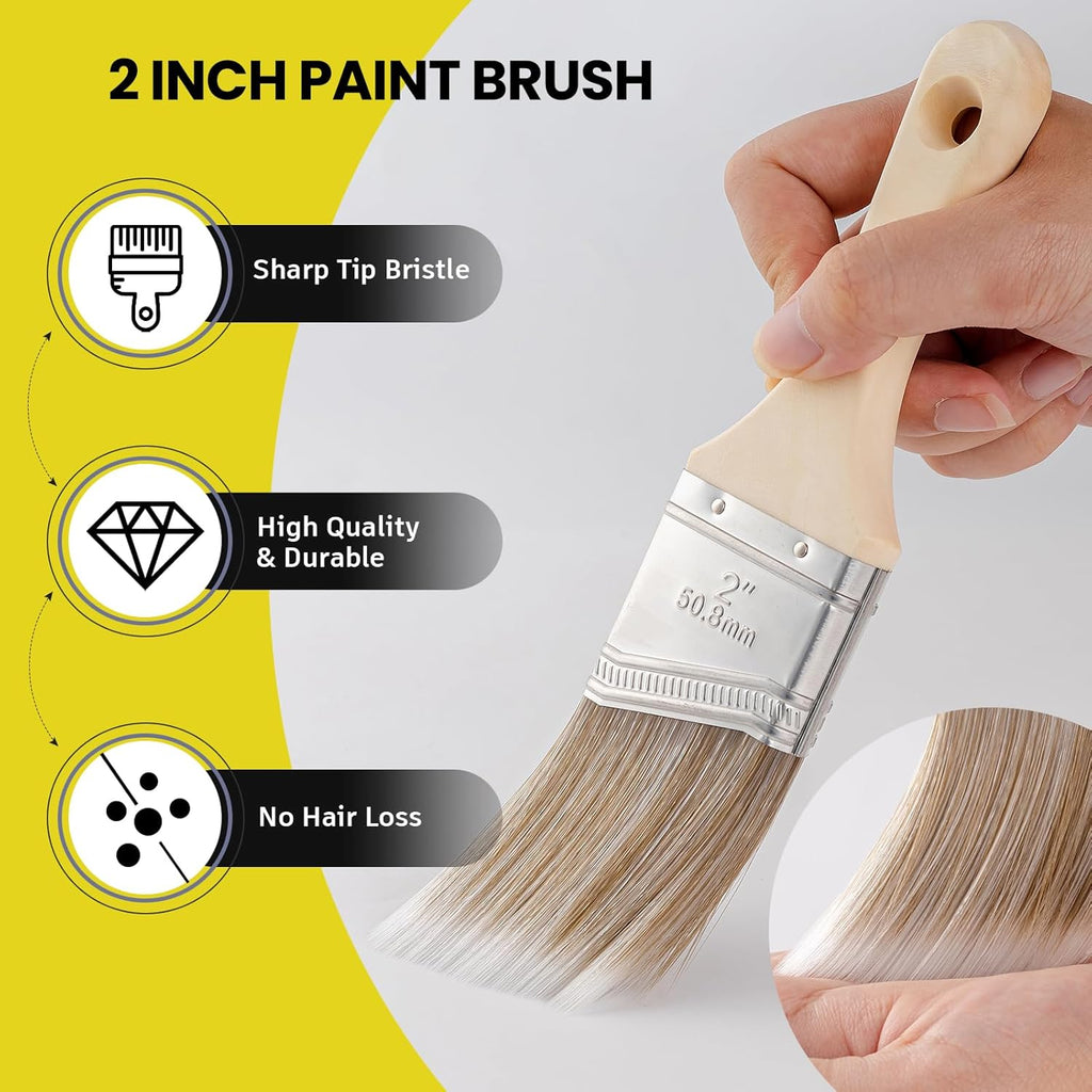 Mister Rui 2-in Angle Short Handle Reusable Precision Cut-In Paintbrush