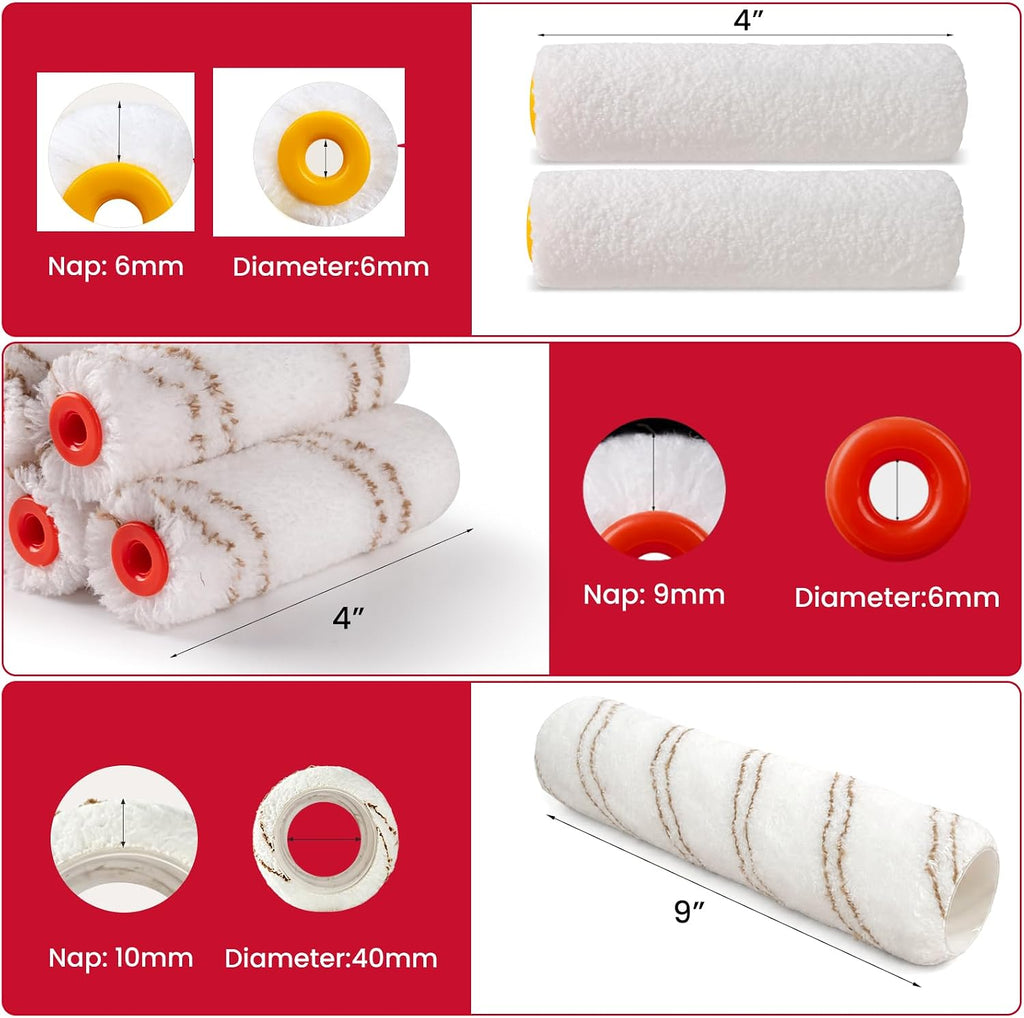Mister Rui 22-Piece Interior Paint Roller Kit with 3-Ft Extension Pole