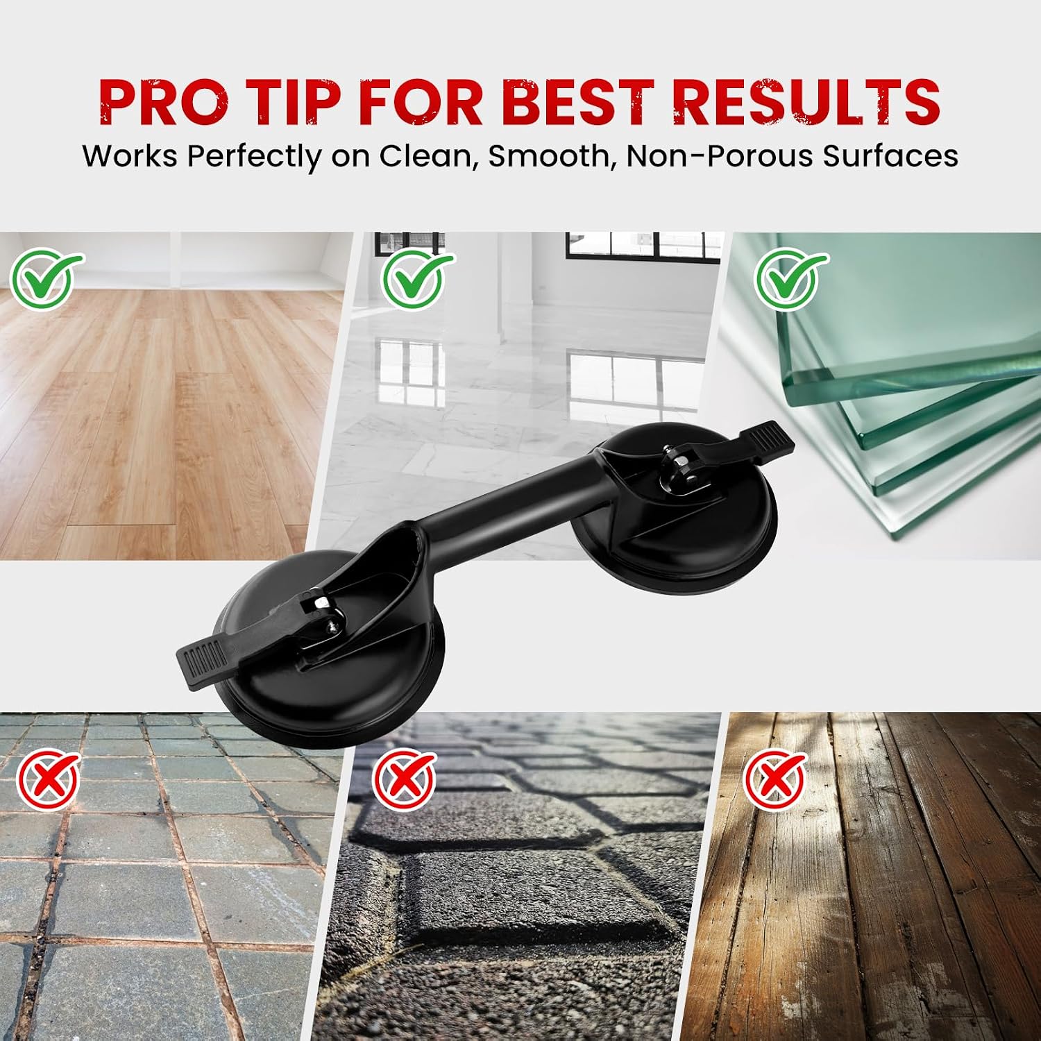Mister Rui 2-Pack Floor Gap Fixer Tool Kit, Suction Cup & Rubber Mallet