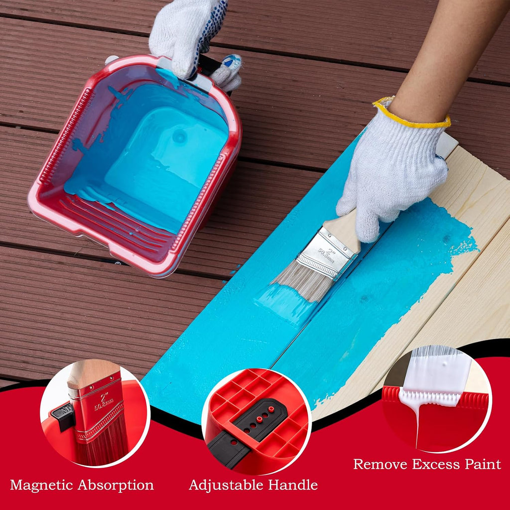 Mister Rui Paint Bucket Kit 19-Pc, 8 Cup Liners & Lids, 2" Brush