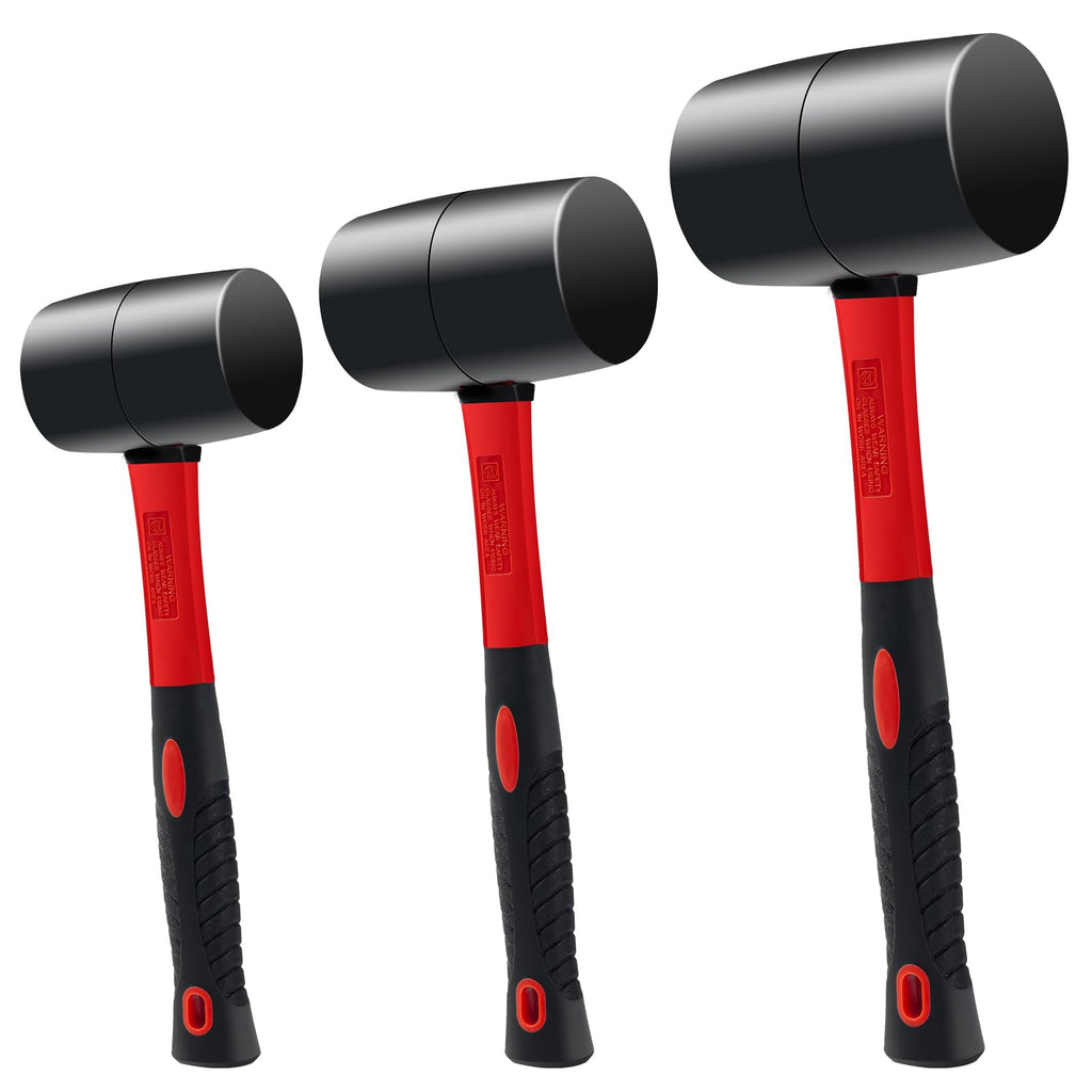 3 Pack Rubber Mallet Set (24/16/8 oz)