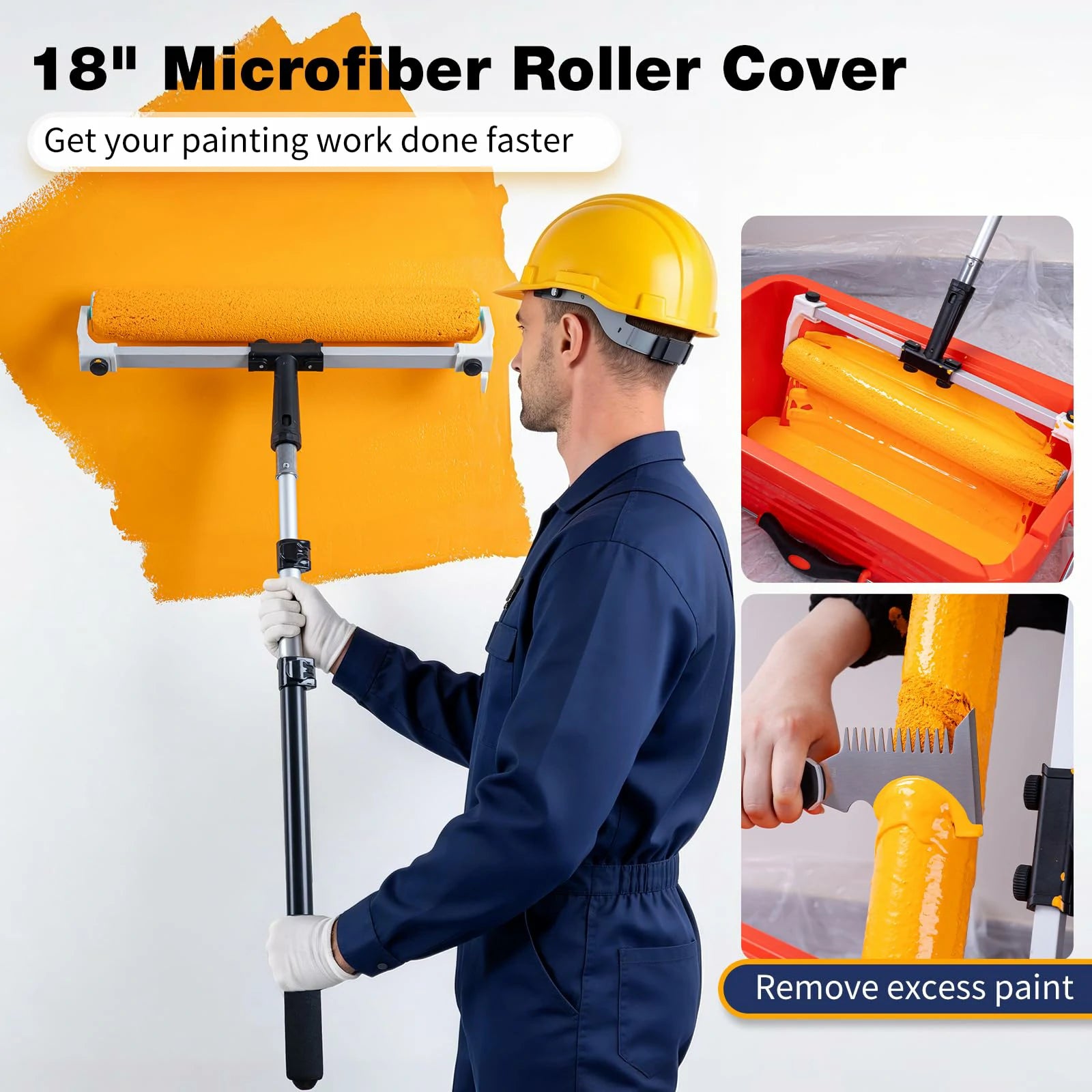 11 Piece 18 Inch Paint Roller Kit with Extension Pole