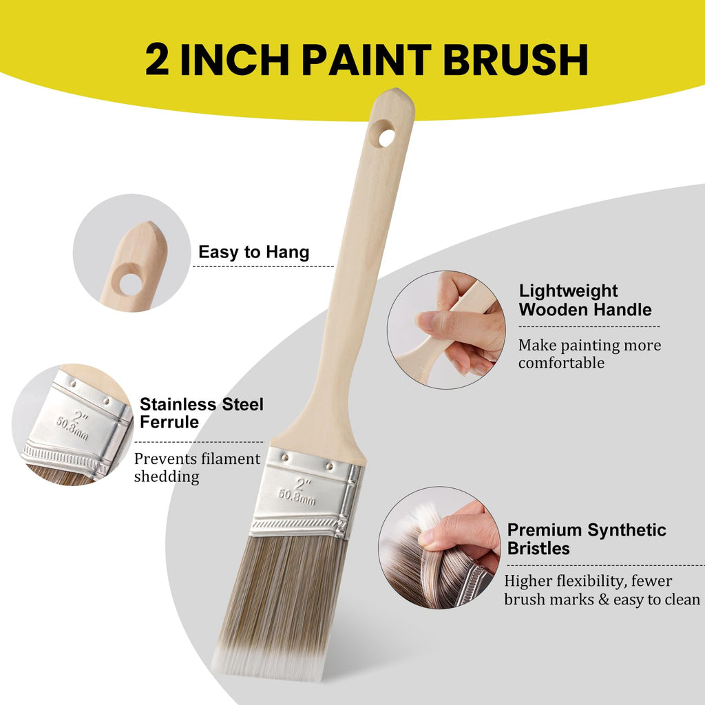 Mister Rui 2-in Angle Fluted Handle Reusable Precision Cut-In Paint Brush