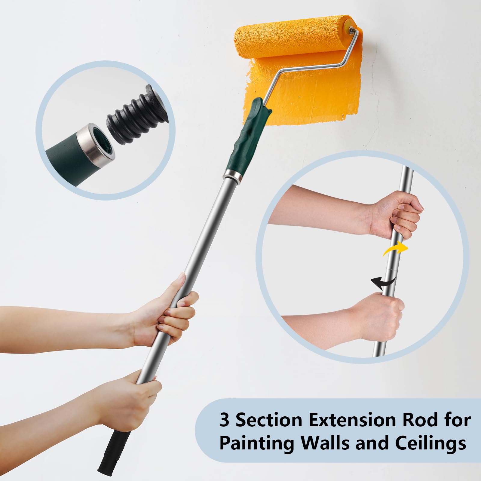 Mister Rui 9 Inch Microfiber Paint Roller Covers with Extension Pole