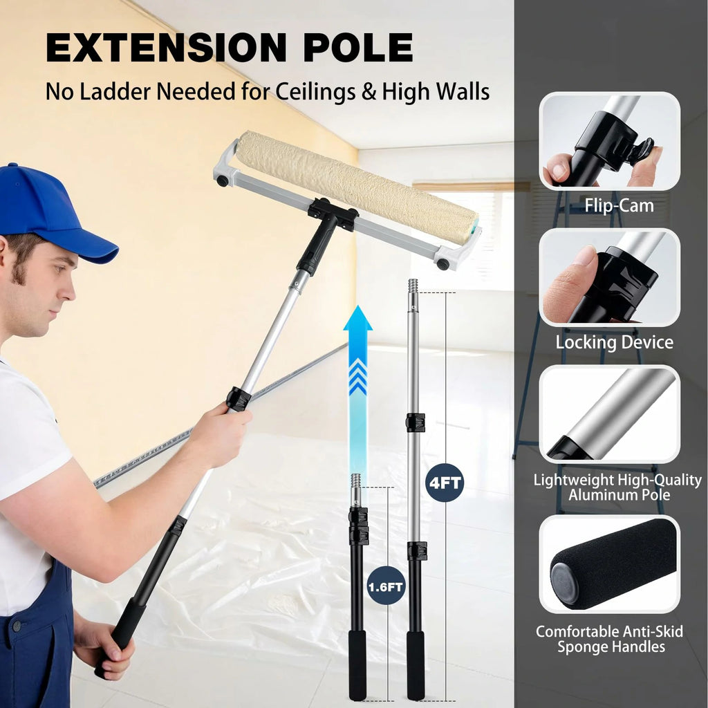 11 Piece 18 Inch Paint Roller Kit with Extension Pole