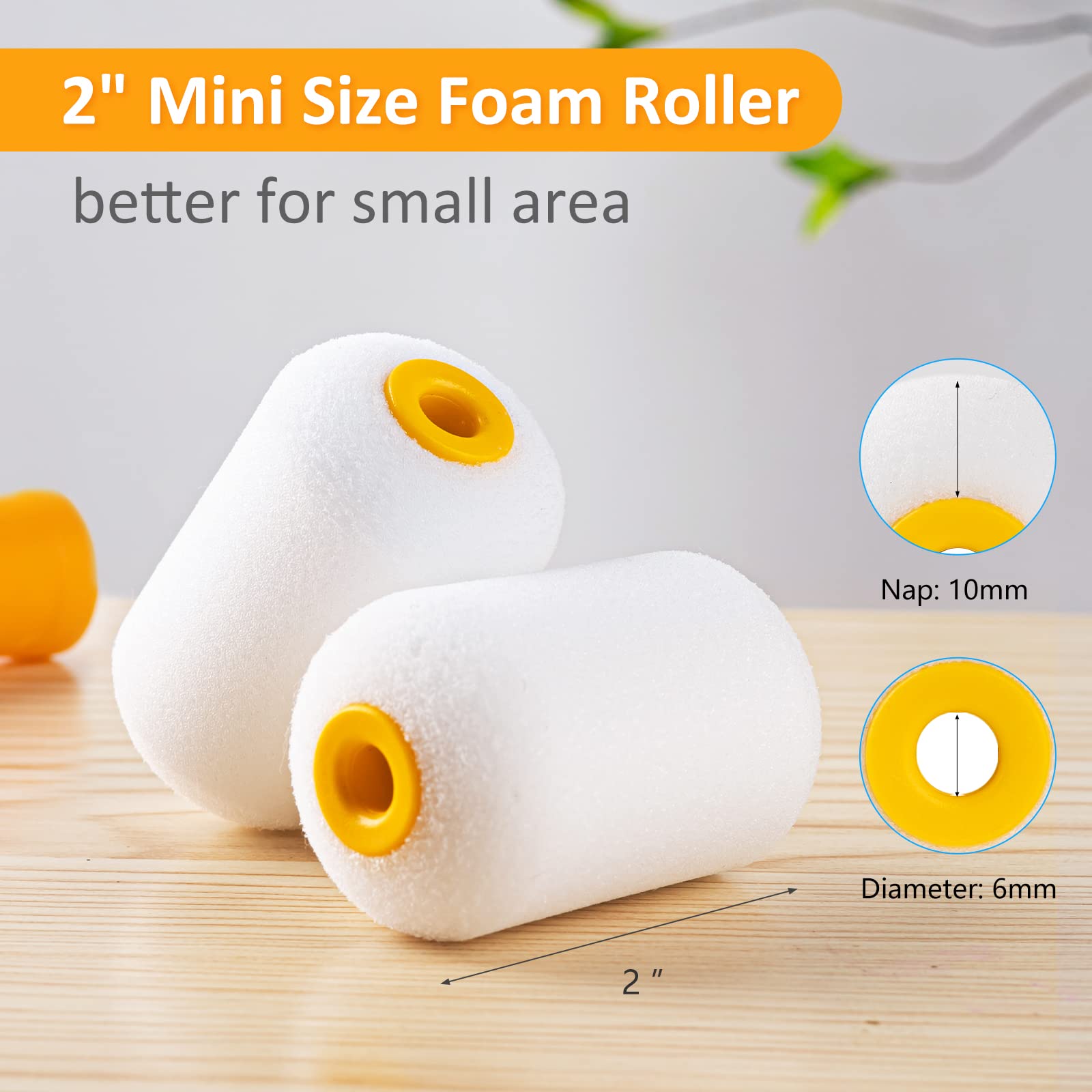 Mister Rui 4"&2" Foam & Microfiber Paint Roller Complete Kit with Paint Brush & Tray - 22 Piece