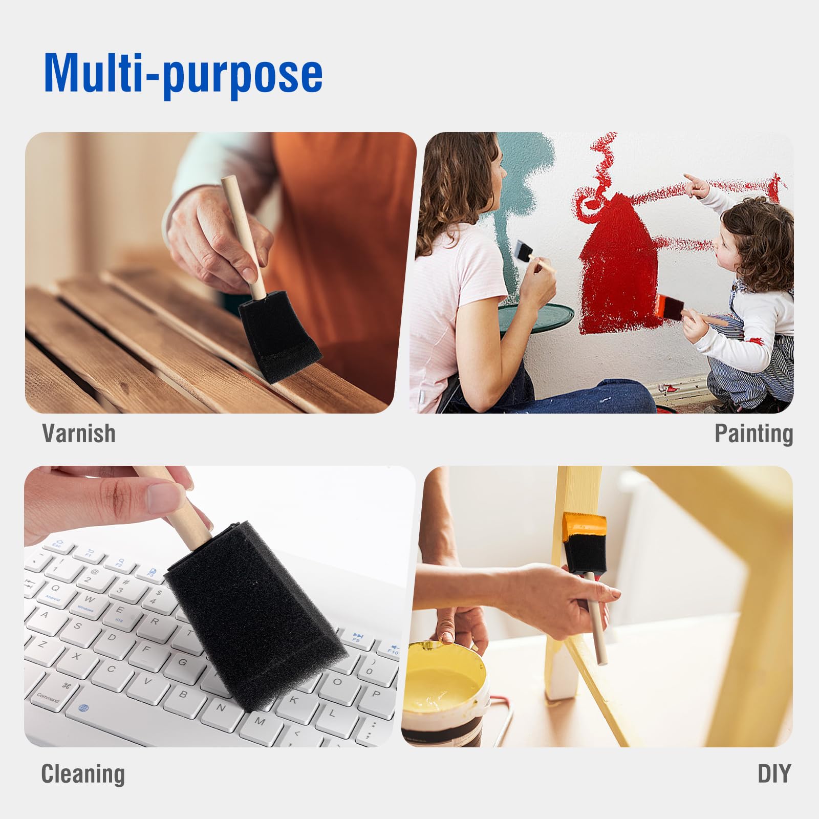 Mister Rui 4"&2" Foam & Microfiber Paint Roller Complete Kit with Paint Brush & Tray - 22 Piece