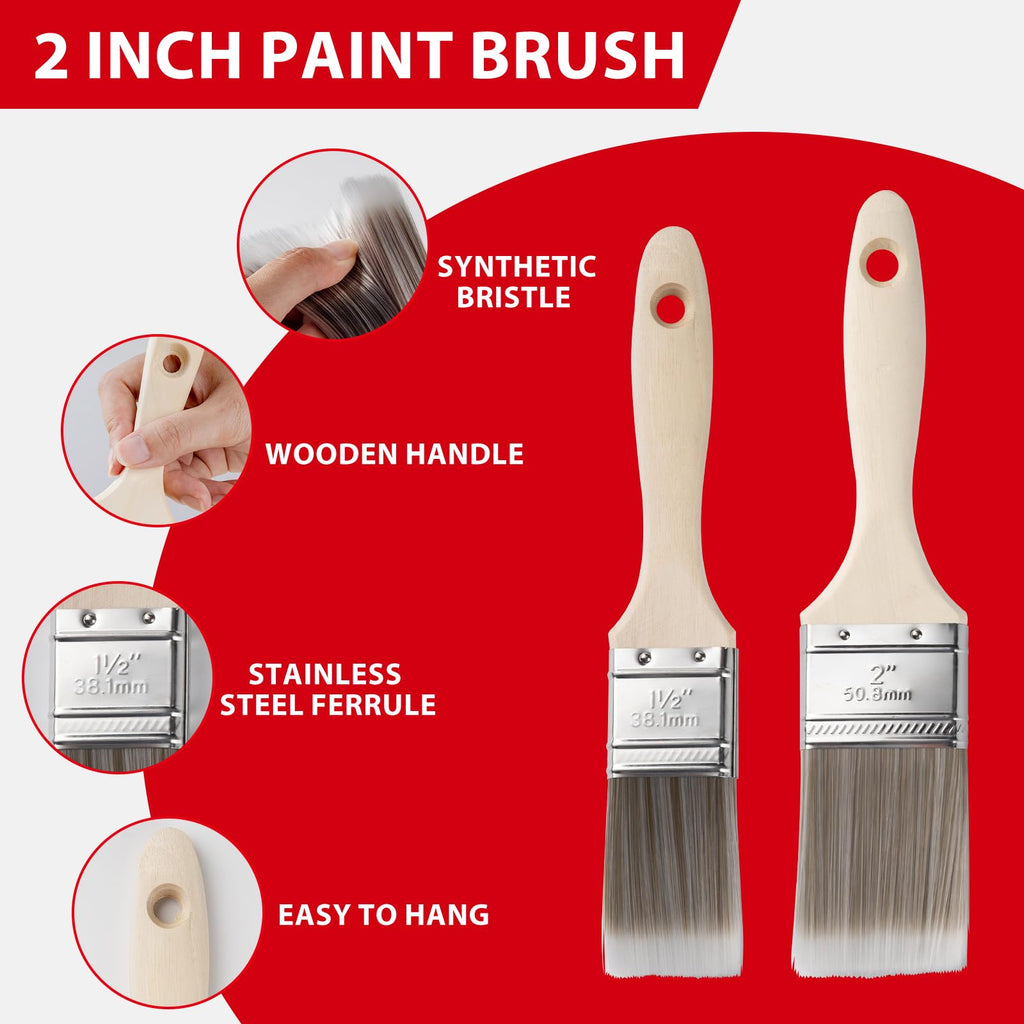 Mister Rui 16-Pieces 4 Inch Complete Paint Roller Kit, with 5-in-1 Maintenance Tool and Taping Knife