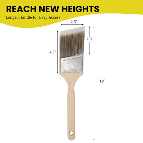 Mister Rui 2.5 Inch Angled Paint Brush Main-07 Paint Brush Dimensions: 12" total length, 2.5" bristle length, 2.5" bristle width