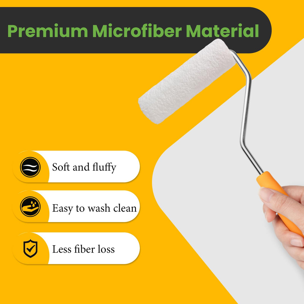 Mister_Rui_4_Inch_6mm_Nap_Yellow_Microfiber_Paint_Roller_Cover Main-03 4-inch microfiber paint roller material features: soft and fluffy, easy to wash clean, less fiber loss