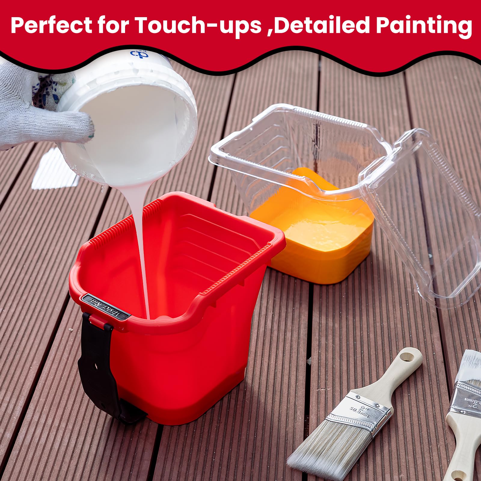 Mister Rui 4" RedPro Paint Bucket with Liner & Lid -Main 06 - Paint poured into paint bucket