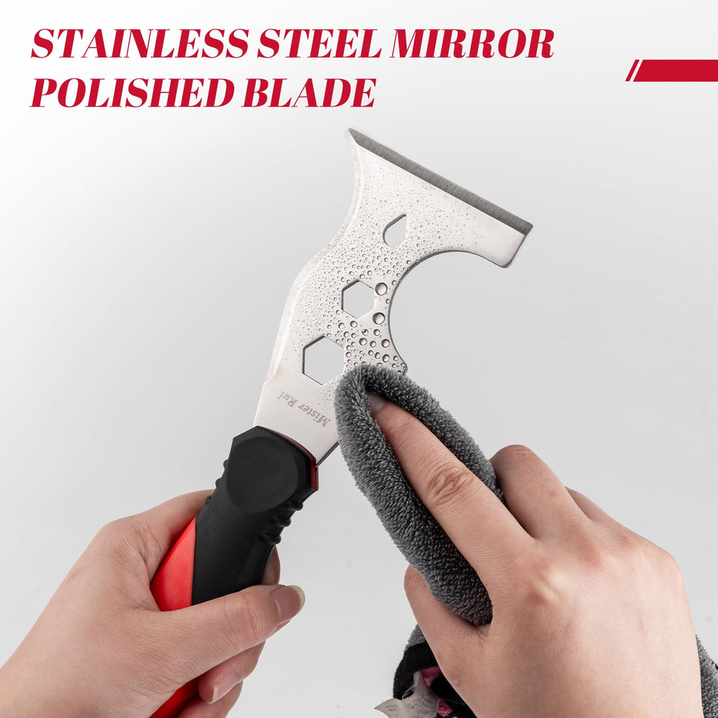 Mister Rui Multi Fuctional 13-in-1 Stainless Steel Putty Knife Main-04 Use a towel to wipe off the water on the stainless steel mirror blade