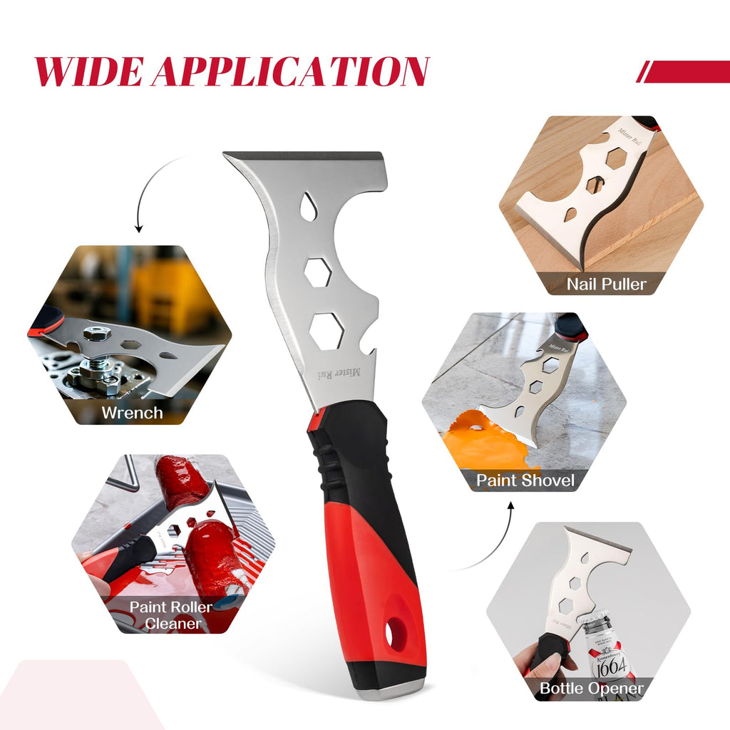 Mister Rui Multi Fuctional 13-in-1 Stainless Steel Putty Knife Main-05 Demonstration of real-world usage scenarios