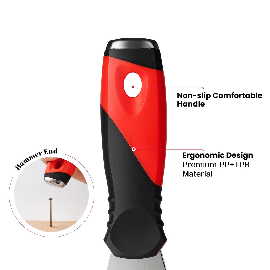 Mister Rui Multi Fuctional 13-in-1 Stainless Steel Putty Knife Main-06 High-grade PP+TPR material, ergonomic design, non-slip and comfortable grip