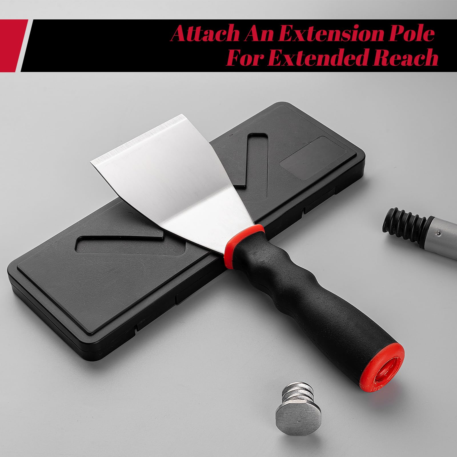 Mister Rui Stainless Steel 3 Inch Bent Heavy Duty Scraper Main-06 The hammer end at the end of the handle is detachable and can be equipped with a threaded extension rod