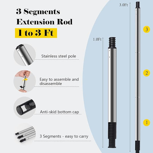 3 Ft Stainless Steel 3 Segments Extension Pole