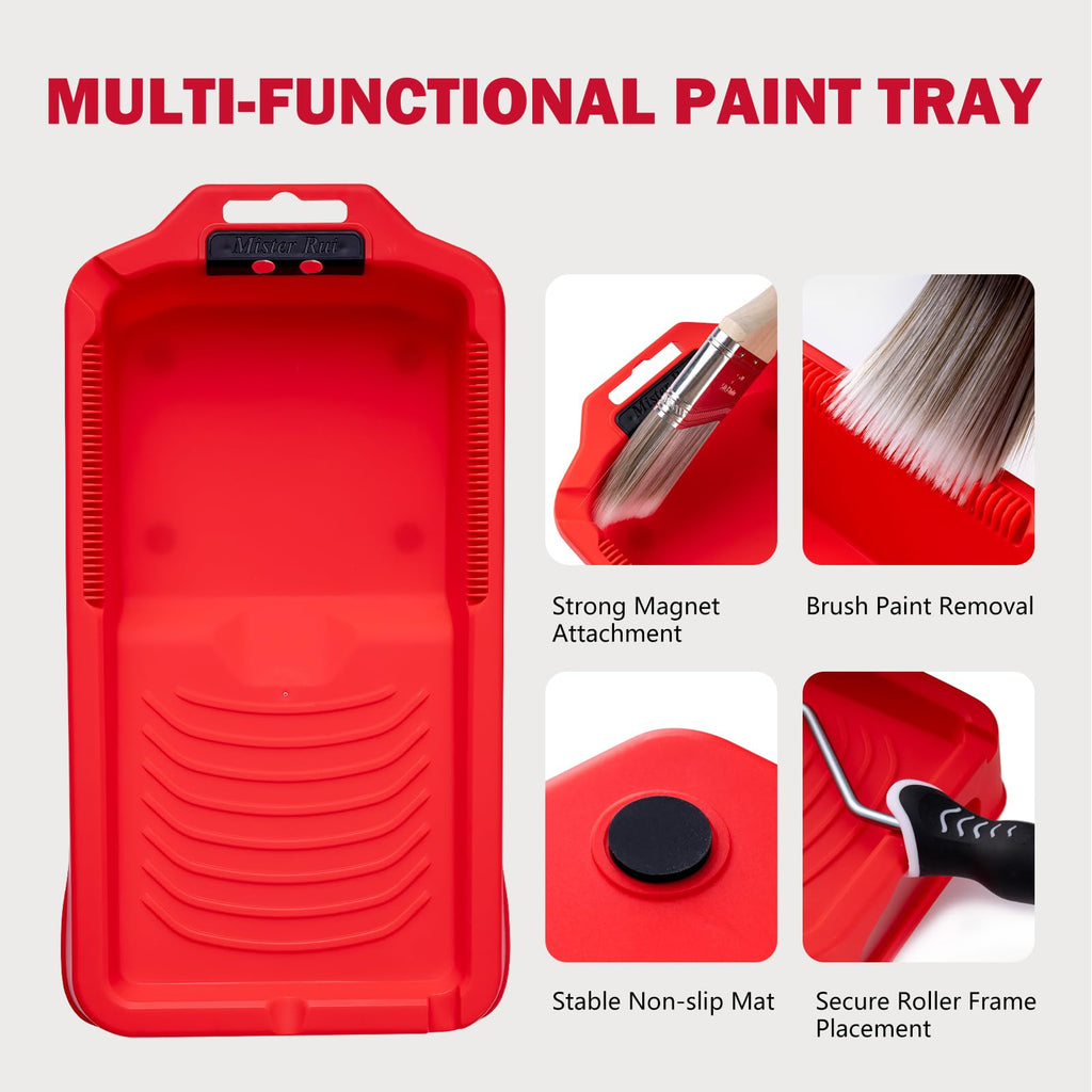 Mister Rui 4 Inch Paint Roller Kit, 12-Piece Mini Roller Set with 6 Microfiber Sleeves