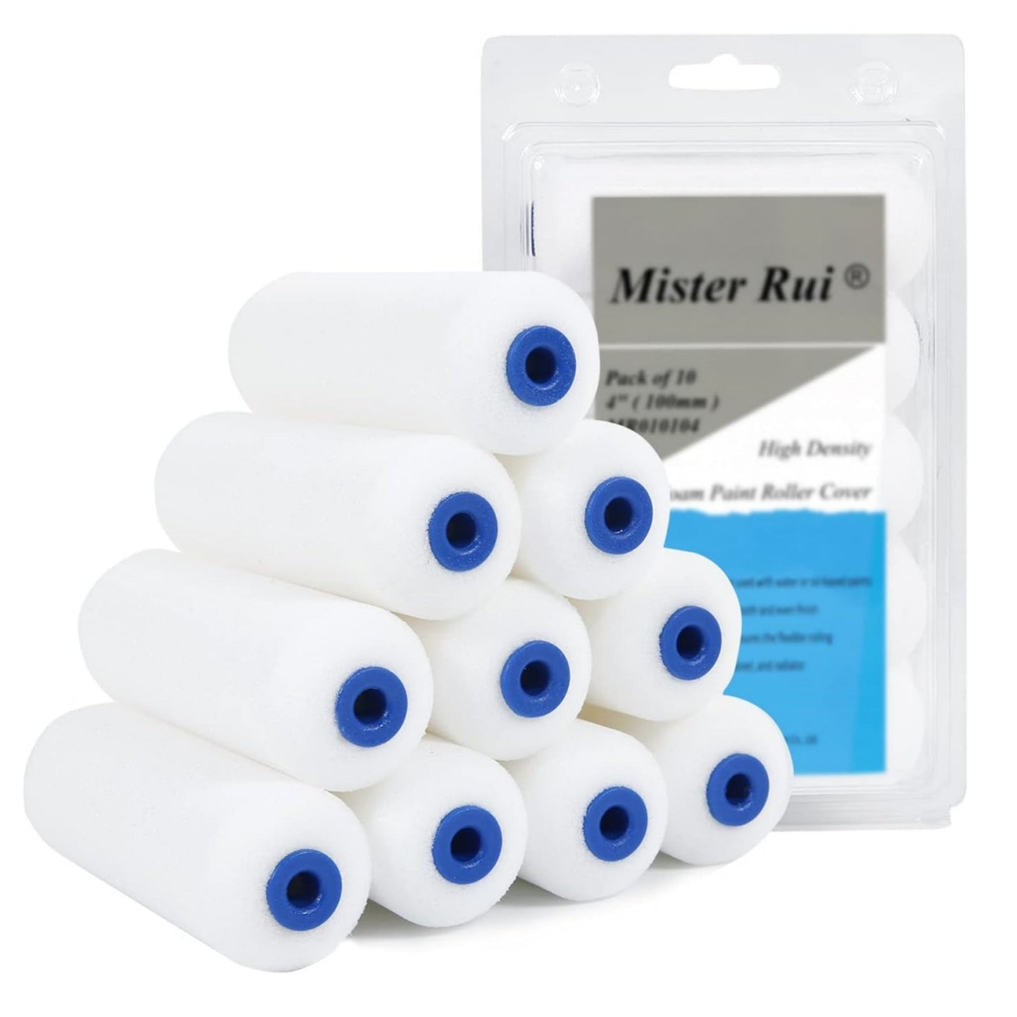 Mister Rui® 4 Inch High Density Foam Paint Roller Covers (Pack of 10) - MisterRui